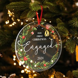 First Christmas Engaged Acrylic Ornament 2024, Engagement Ornament 2024, Engagement Gifts for Couples Newly Engaged, Engagement Gifts for Her, Bride to Be Engagement Gift, Thanksgiving for Couples