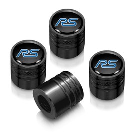 iPick Image for Ford Focus RS in Black on Black Aluminum Cylinder-Style Tire Valve Stem Caps
