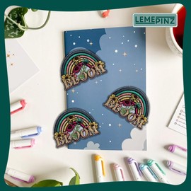 LEMEPINZ Bloom Rainbow Patch, Size 3" Iron Patch or Sew On Patch for Backpacks Jeans Hats Clothes, Flower Embroidery Patch, DIY Embroidered Patch, Cute Sticker Patch, Metal Health Gift for Boys Girls