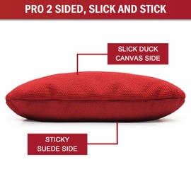 JIMTERRY Professional Cornhole Bags Set of 8 Dual Sided Corn Holes Bags Double Sided Regulation Slick and Stick Corn Hole Bean Bags for Pro Corn Hole Game (red and Black)