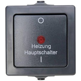 Kopp Nautic 565315003 Heating Main Switch Surface-Mounted for Sauna, 250 V (10), IP44, Charcoal Grey