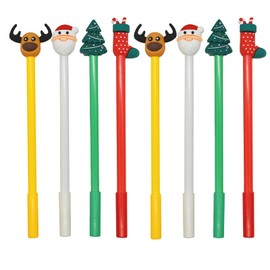 Lopenle 12PCS Novelty Christmas Pens Reindeer Pens Santa Claus Pens Cute Elk Pens Christmas Tree Pens For School Office Gift Party Stocking Stuffers