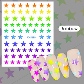 10 Sheets Star Nail Stickers Shiny Manicure Decorations Stickers, Multicolor Self-Adhesive Stars for Nail Art Supplies for Women DIY Manicure