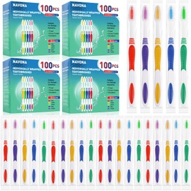 Navona 400 PCS Individually Wrapped Bulk Toothbrushes, Colorful Manual Disposable Travel Toothbrush Set for Adults or Kid, Ergonomics Handle, Medium Soft Bristles, Perfect for Travel, Hotel, Donations