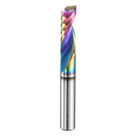 sourcing map Spiral Router Bit 1/4" Cut Dia 1 Flute Up Cut Colorful Coated End Mill Bits Milling Cutter for Wood Carving (1/4" Shank 3/4" Cut Length 2" Long 30 Degree Helix HRC44-46)