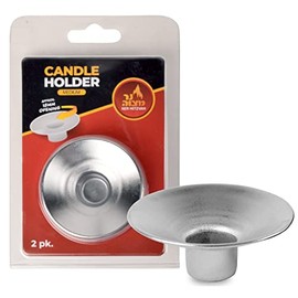 Ner Mitzvah Reusable Metal Candlestick Liners and Drip Guards - Medium Nickel Plated Candle Holder Protector Bobeches - Silver - 2 Pack