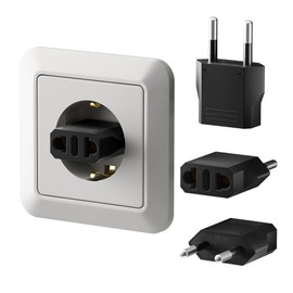 European Travel Plug Adapter, SUPERDANNY US to Europe Plug Adapter, American 2-Prong Plug to Type C EU Plug Converter, Travel Plug for Germany, France, Spain, Italy, 4 Packs (Black)