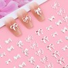 HINZIC 2 Pack Silver Bow Nail Charms, 6 Styles Bowknot