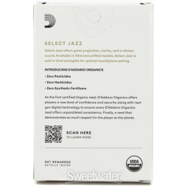 D'Addario Organics Select Jazz Filed Soprano Saxophone Reeds - 2 Hard (10-pack)