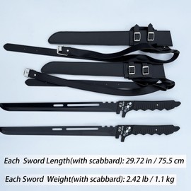 Hoshina Sōshirō Double Sword Replica About 29.72 Inch Metal Blade with Leather Sheath & Strap Anime Cosplay Sword for Display Collectible