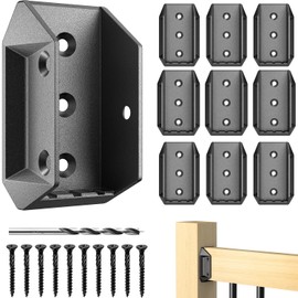 Funerlulu 10 Pack Aluminum Alloy 2"x4" (Actual 1.5"x3.5") Deck Railing Brackets Connectors, for Fence Stair Railing Handrail Connection Metal Deck Bracket Connectors with 60 Galvanized Screws