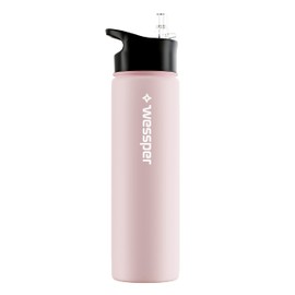 Wessper Stainless Steel Drinking Bottle 700 ml Leak-Proof Thermos Flask BPA-Free with 3 Lids Pink Elegant Sports Water Bottle Insulated Flask Children Adults for Camping Bicycle Sports Outdoor