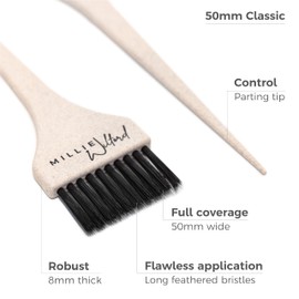 Millie Wilford, Wide Hair Dye Brush - Hair Colouring Brush for Highlights, Tinting, Bleaching and Root Touch-up at Home, Recycled Plant Fibre (50mm Classic)