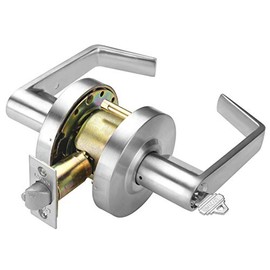 LYNN HARDWARE Heavy Duty Designer Commercial Lever Door Lock (Classroom Function, Satin Chrome, 26D) Non-Handed, Grade 2 Industrial Door Handle - UL 3 Hour Fire Rated & ADA Compliant (Lynn #BL8576)