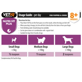 VETIQ Nutri-Vit Plus Vitamin Supplement Paste For Dogs & Puppies, Helps to Provide Extra Energy & Nutrition For Poor Eaters And Support When Off Their Food, 100 g