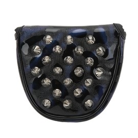 Golf Club Head Cover Ball Putter PU Headcover Inner Plush Waterproof with Rivets Magnetic Buckle for Training CompetitionSilver Rivet