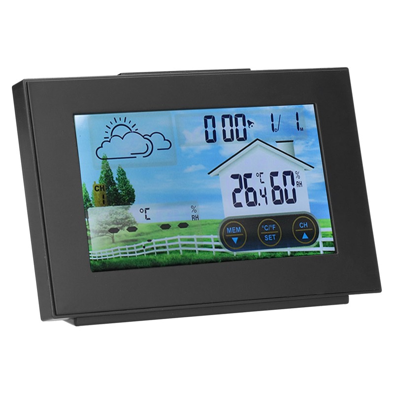 Weather Clock with Color Touch Screen Backlight Indoor Outdoor Thermometer