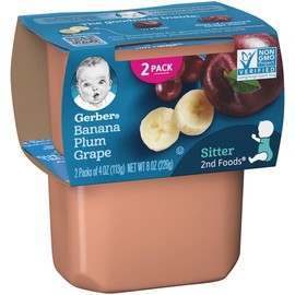 Gerber Baby Food 2nd Foods Blends, Banana Plum Grape Puree, Wonderfoods, Natural & Non-GMO, 4 Ounce, 2-Pack (Pack of 8)