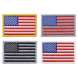 Great 1 American Flag Patch 4-Pack, 2x3 inch, Embroidered, Hook and Loop, Military and Tactical Accessory for Clothing-Jackets-Hats-Backpacks