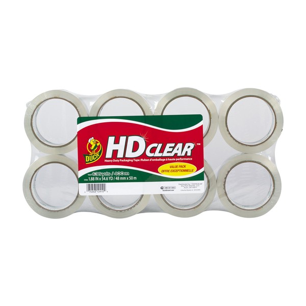 Duck Heavy-Duty Crystal Clear Packaging Tape, 8 per Pack (DUC282195)