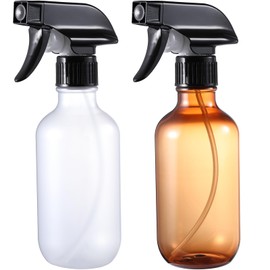 Water Spray Bottle for Hair, Plant Mister Spray Bottle, 10oz/300ml Plastic Amber & Frosted Clear Refillable Empty Spray Bottles with Adjustable Nozzle Mist/Stream for Cleaning Solutions, Pet, Cooking