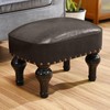 DSGAMER Leather Ottoman Footrest,Rustic Foot Stools Seat,Wood Footstool Rectangle Footrest