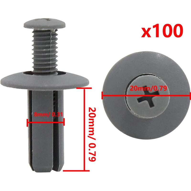 Trou Gris En Plastique Rivets Fixation Push Clips for Voiture