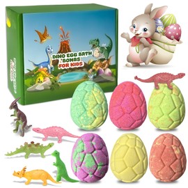 6 Pack Natural and Organic Dinosaur Bath Bombs Bubble Bath Gift Set, Bath Bombs with Dinosaur Inside, Perfect Birthday Gifts（6pcs, 90g）