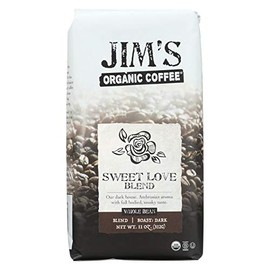Jim’s Organic Coffee – Sweet Love Blend – Whole Bean, Dark Roast, Bold 11 oz Bag