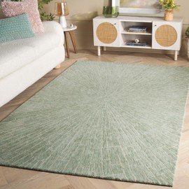 SAFAVIEH Marquee Collection Area Rug - 4' x 6', Green, Geometric Design, Ideal for High Traffic Areas in Living Room, Bedroom, Dining (MRQ507Y)