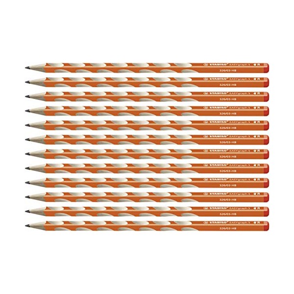 STABILO 326/03-HB Easygraph S HB Right Handed Pencil - Orange (Pack of 12)