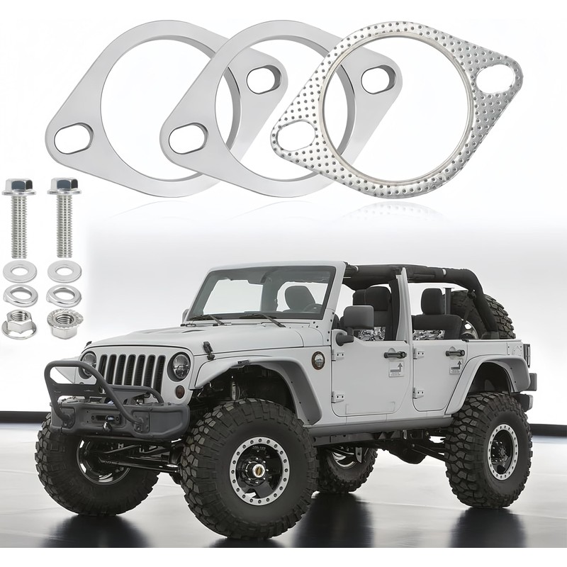 Korekaou Muffler Gasket, 1 Set, Stainless Steel Muffler, Flange, Bolt