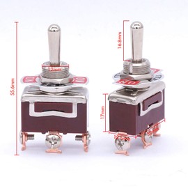 Taiss 2pcs Momentary Toggle Switch SPDT ON/Off/ON 3 Terminal 3 Position Toggle Switches 15A 250V/20A 125V Heavy Duty Rocker Toggle Switch with Waterproof Cover TEN-123