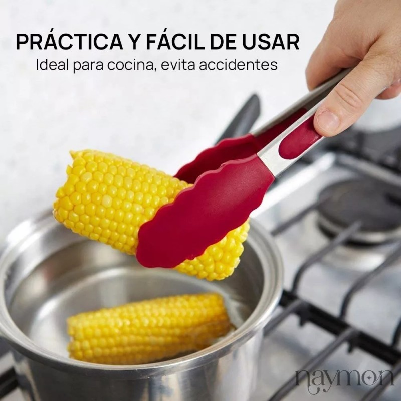 Naymon Pinzas Tenaza Utensilio Cocina Silicon Acero Inoxidable 27cm