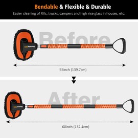 YeewayVeh 17 inch Car Wash Brush Extension Pole, Extra Soft Foam Long Handle Compatible with 55" Car Wash Brush and 42" Snow Brush for Cleaning RV and Truck, Orange