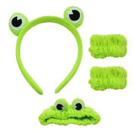Ieron Frog Headband Hand Band Set Cartoon Frog Hair Accessories Makeup Skin Care Headband Face Wash Headband Suitable for Makeup Shower Face Wash Skin Care Exercise