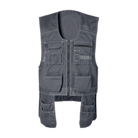 GSGGIG Men's Work Utility Tool Vest Ripstop Workwear with Multiple Pockets, Outdoor Fishing Vest for Men, Durable Canvas Construction for Framers Carpenter Electrician B208-Gray-3XL