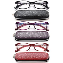 EYEURL-Gafas de lectura para mujeres Bloqueo de luz azul para mujeres Paquete de 3 Lectores de computadora 3.5 Bisagra de resorte Anti rayos UV/tensión ocular/anteojos deslumbrantes