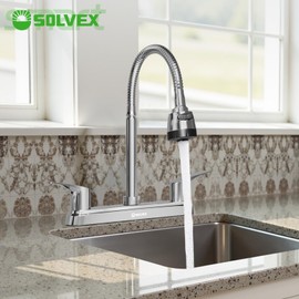 SOLVEX Mezcladora para Fregadero, Llave para Fregadero de Cocina, Grifos para Cocina, Grifo de Cocina Cuerpo Principal de Acero Inoxidable, Acabado Cromo Espejo, SP-80013