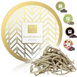Tea Uniqo® Silver Needle - White Tea - Yin Zhen - Delicate Aromas for Tea Enjoyment at the Finest | White Loose Tea without Additives in Elegant Gift Tin (White Tea - Silver Needle)