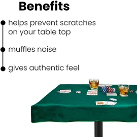 Felt Card Game Table Cover 38 Inch for Playing Cards, Poker, Mahjong, Domino, Bridge and Board Game - Green