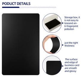 FONLAND 50pcs/Set 0.4mm Thickness Aluminum Metal Business Cards DIY Engraving Card Home Office Supplies Aluminum Blank Laser Blanks for Engraving(Black)