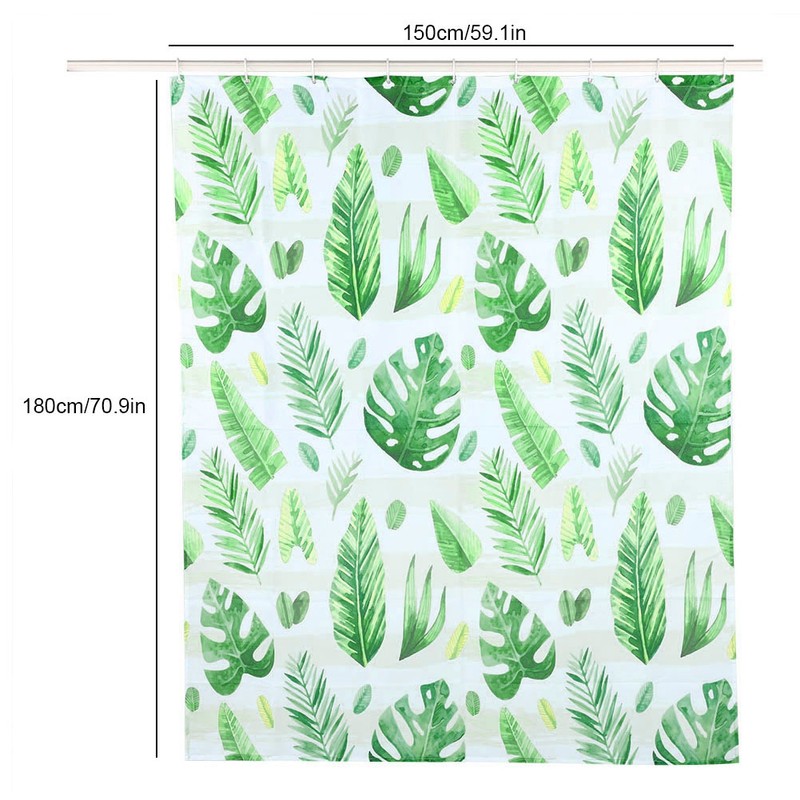 Unique Plant Leaves Pattern Shower Curtain Waterproof Mildew Proof Bathroom