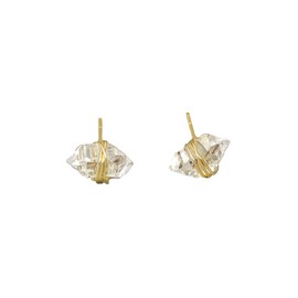 Herkimer Diamond Stud Earrings in Solid 14K Gold for women by Lotus Stone Jewelry (14K gold)