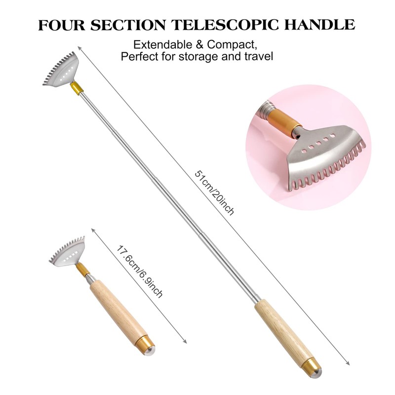 Azymi Back Scratcher, Extendable Back Scratcher for Women Men with