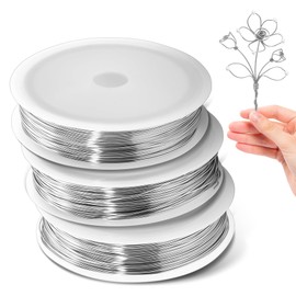 304 Stainless Steel Wire Craft Wire - 3 Rolls Silver Wire 0.5 mm x 100 m, Wire with Spool for Jewellery Making, Crafts, DIY, DIY (0.5 mm)