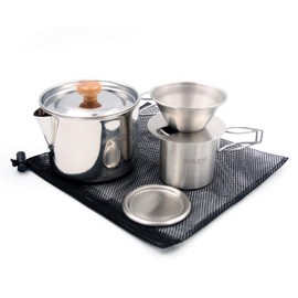 Tsubame Sanjo MK-6549 Village Blacksmith Touring Ketork Cooker & Dripper Set (Storage Bag Included)