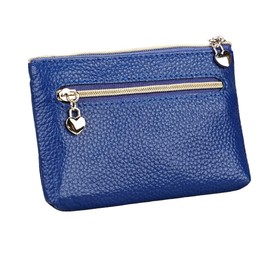 HXT-OAK Women's Leather Mini Purse Wallet with Zip, Blue, Fashionable