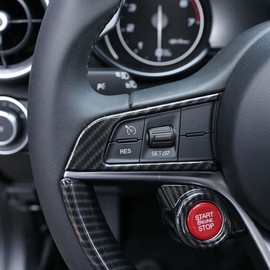 Car Steering Wheel Knob Frame Cover Trim Suitable for A@lfa R@om@eo Giulia 2017-2019, Steering Wheel Knob Decorative Cover for A@lfa R@omeo Giulia Accessories, Car Accessories Interior