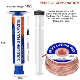 Lesnow Solder Wick Braid And Solder Flux Paste, No Clean Soldering Flux(10cc) Soldering Remover Tool, 10ft Desoldering Wick Braid For Electronics Repair For Disassemble Electrical Components